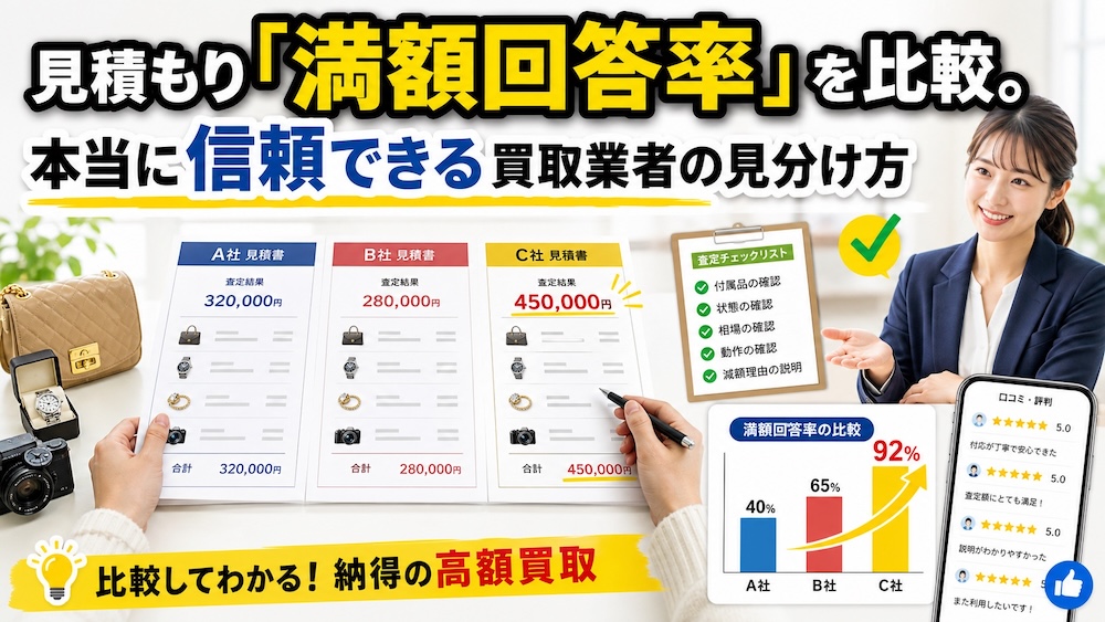 「見積もり満額回答率」を比較。本当に信頼できる買取業者の見分け方
