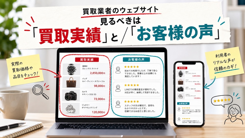 買取業者のウェブサイト、見るべきは「買取実績」と「お客様の声」